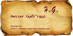 Hetzer Györgyi névjegykártya