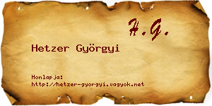 Hetzer Györgyi névjegykártya